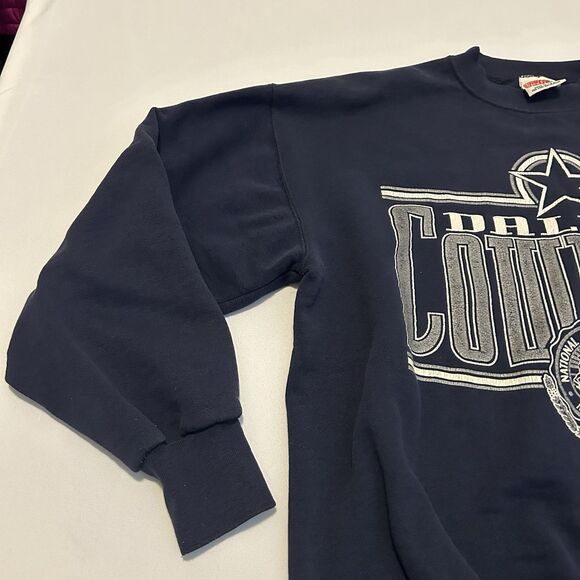 Vintage Nutmeg Dallas Cowboys Sweatshirt Navy VTG Football NFL Large Made In USA - Picture 3 of 13